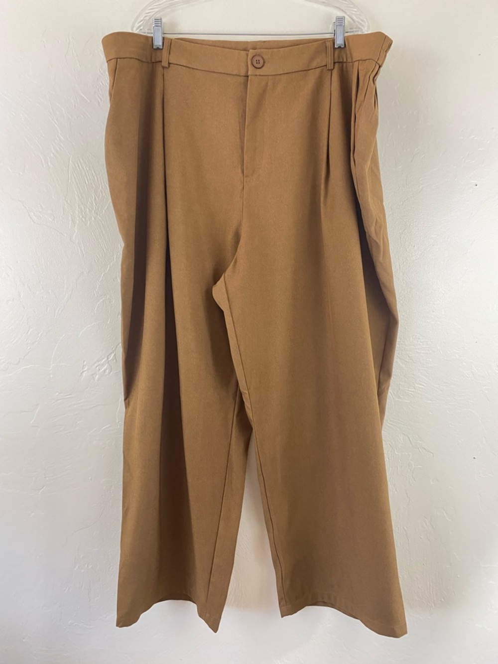 Cider Size 4X Khaki Beige Button Zip-up High Waisted Full Wide Leg Trouser Pant